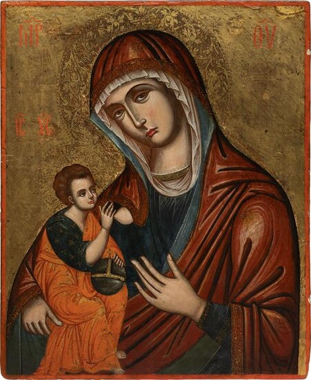A LARGE ICON SHOWING THE BREAST-FEEDING MOTHER OF GOD