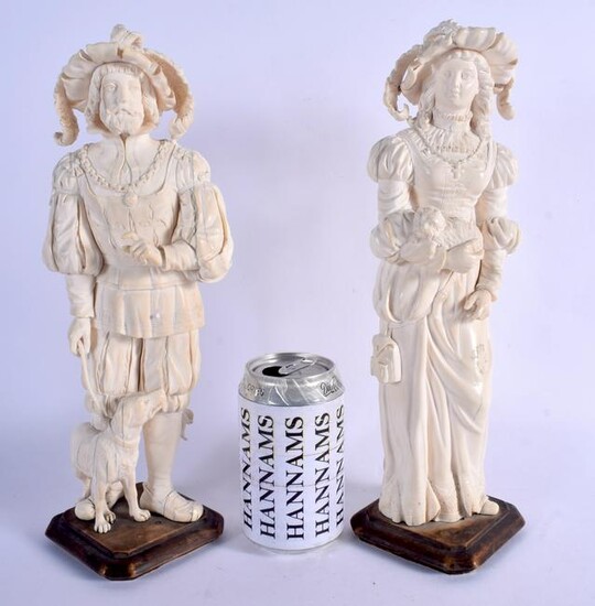 A LARGE PAIR OF 19TH CENTURY EUROPEAN DIEPPE CARVED