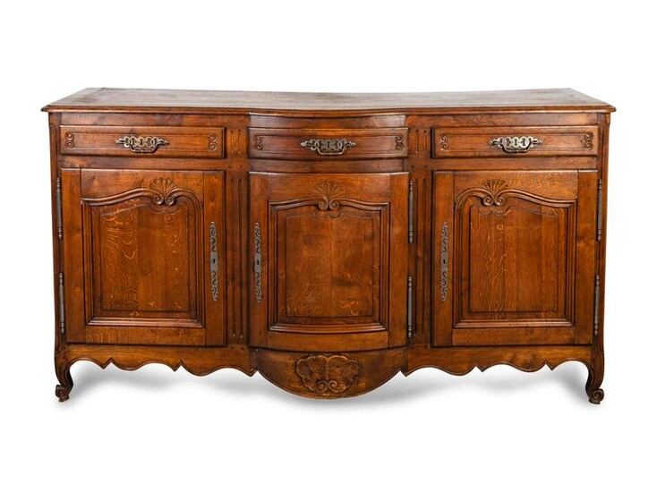 A Louis XV Provincial Style Carved Oak Buffet Height 43