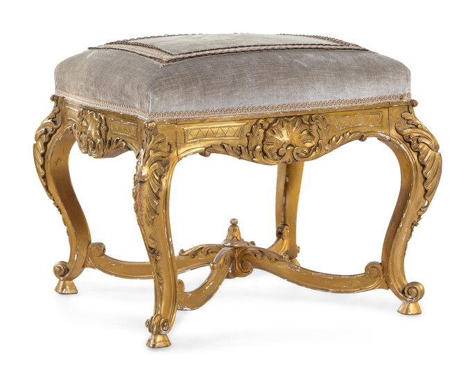A Louis XV Style Giltwood Tabouret