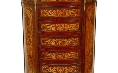 A Louis XVI Style Gilt Metal Mounted Marquetry