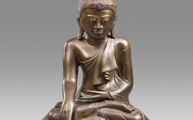A Mandalay copper alloy figure of Buddha Shakyamuni. Burma. 20th century