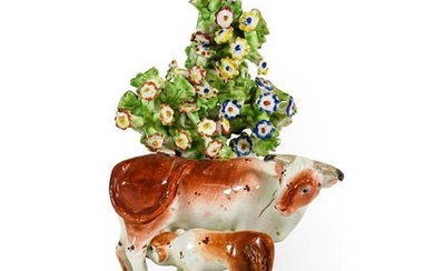 A Matched Pair of Derby Porcelain Cow and Calf Groups,...