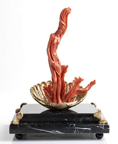 A Momo or Cerasuolo coral (Corallium Elatius) sculpture depicting “Venus”...