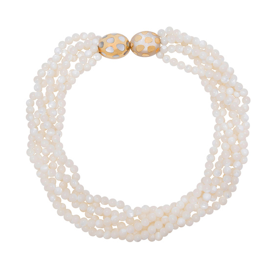 A Mother-of-Pearl and Gold Torsade Necklace, Tiffany & Co.