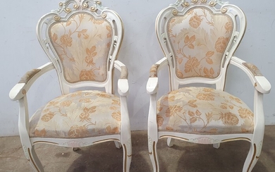 A PAIR OF FRENCH STYLE PARLOUR CHAIRS