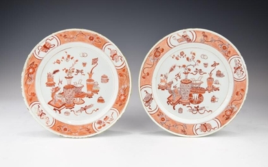 A PAIR OF KANGXI PERIOD IRON RED PLATES