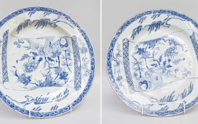 A Pair of 18th Century Chinese Blue and White Chargers...