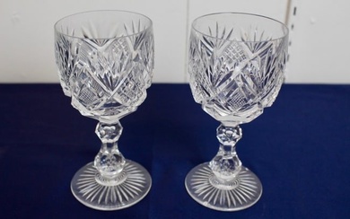 A Pair of 19th Century Cut Crystal Goblets
