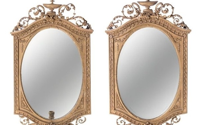 A Pair of Continental Giltwood Girandole Mirrors Height