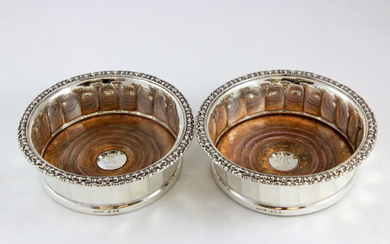 A Pair of George IV Sterling Silver Wine Coasters - .925 silver - John & Thomas Settle, Sheffield- England - 1823