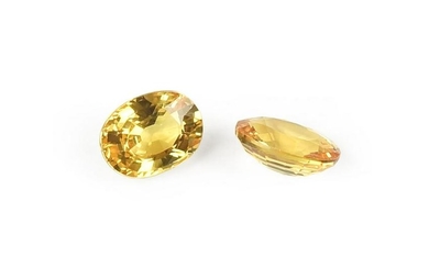 A Pair of Oval Yellow Sapphires.