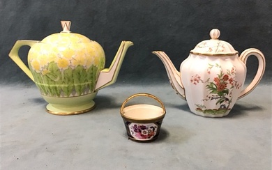 A Paragon porcelain deco teapot with angular spout & handle...