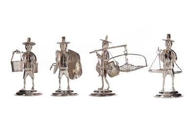 A SET OF TWELVE CHINESE STERLING SILVER FIGURES