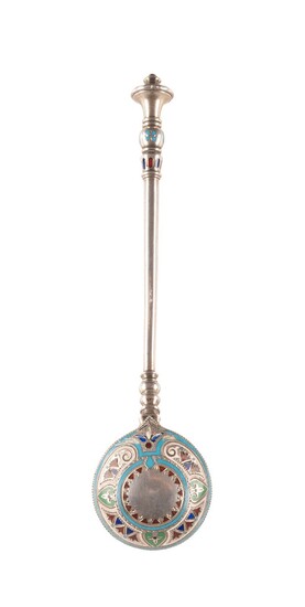 A SILVER AND CHAMPLEVÉ ENAMEL SPOON