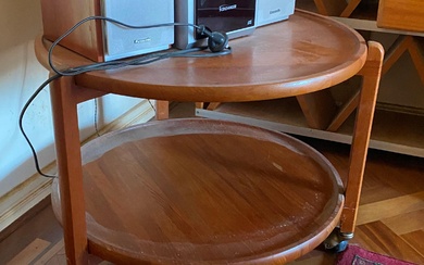 A Stained Timber Two Tier Circular Side Table