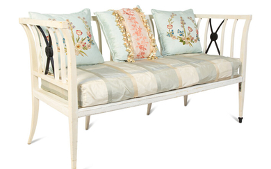 A Swedish Gustavian Style Painted Bench