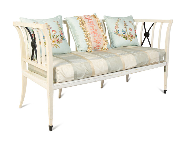 A Swedish Gustavian Style Painted Bench