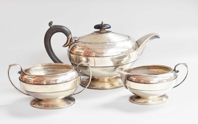 A Three-Piece George V Silver Tea-Service, by Joseph Gloster Ltd.,...