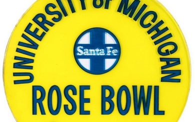 A UNIVERSITY OF MICHIGAN ROSE BOWL SANTA FE TRAIN SIGN