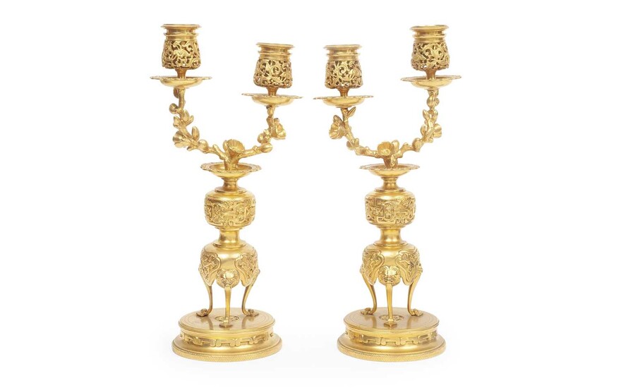 A VERY FINE PAIR OF 19TH CENTURY ORMOLU CANDELABRA BY BARBEDIENNE AND EDOUARD LIEVRE