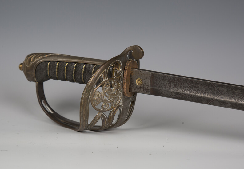 A Victorian 1845 pattern infantry officer's sword by Hobson & Sons with single-edged fuller
