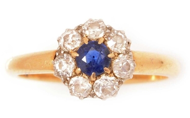 A Victorian diamond and sapphire cluster ring