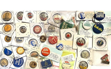A bag lot of assorted political pin back buttons