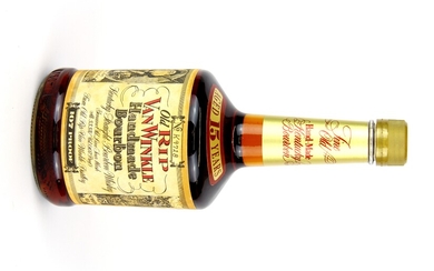 A bottle of 107 proof Old Rip Van Winkle handmade bourbon, no. K9728.