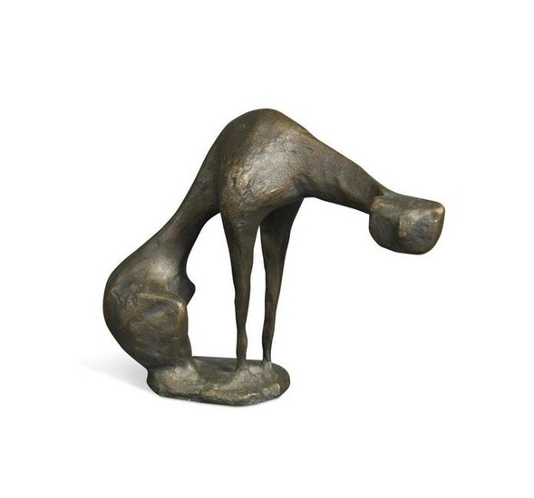 A bronze study of a seated cat