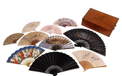 A collection of ten late 19th and early 20th century fans, J...