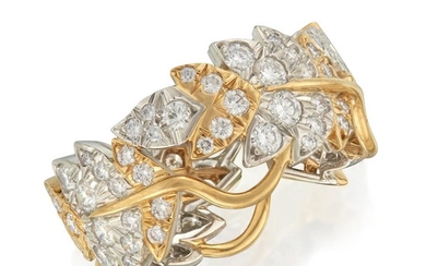 A diamond, eighteen karat gold, and platinum band, Tiffany...