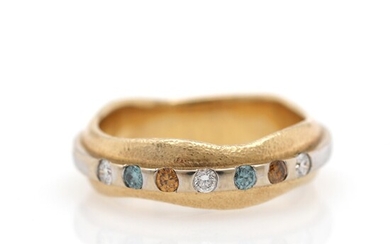 NOT SOLD. A diamond ring set with seven brilliant-cut diamonds, mounted in 14k gold and...