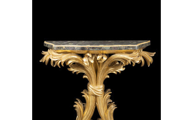 A giltwood console with marble top (cm 93x31x43) (made with antique elements)