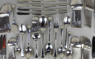 A good Mappin & Webb silver one hundred and eight piece suite of cutlery for ten place settings plus servers