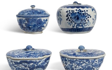 A group of Asian porcelain covered boxes