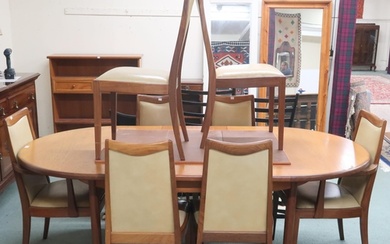 A mid 20th century G Plan Fresco teak dining table and eight...