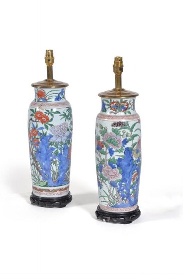 A pair of Chinese ‘Wucai’ sleeve vases