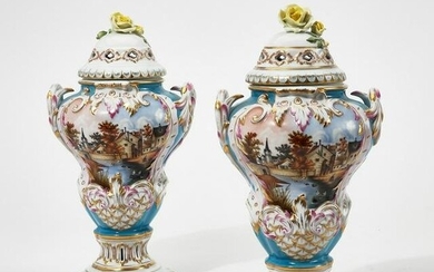 A pair of Herend porcelain covered vases