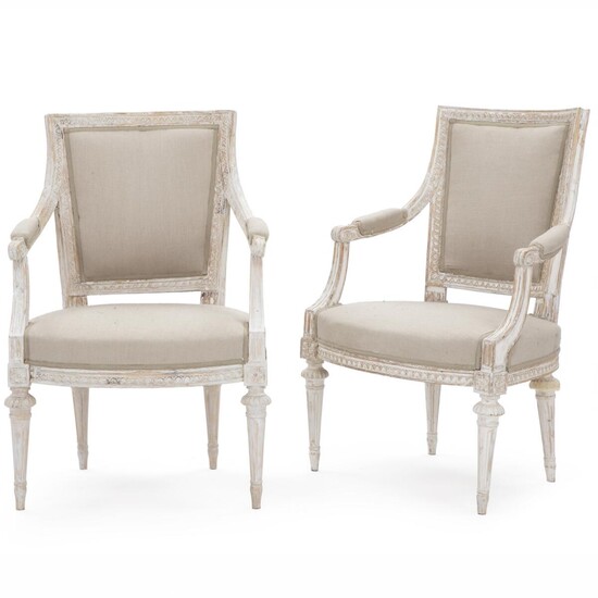 NOT SOLD. A pair of painted Gustavian armchairs. Unsigned. Sweden, late 18th century. (2). – Bruun Rasmussen Auctioneers of Fine Art