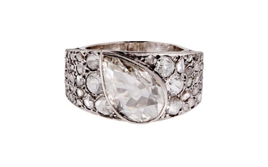 A pear-shaped diamond dress ring