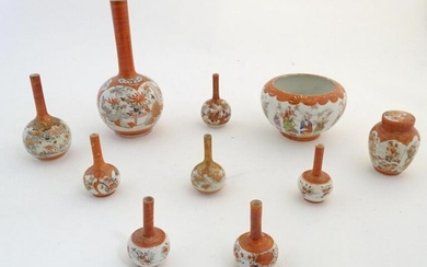 A quantity of Japanese Kutani wares comprising bottle