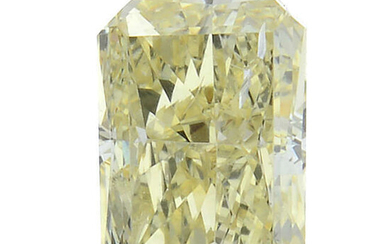 A rectangular-shape natural 'fancy intense yellow' diamond, weighing 0.52ct, with report.