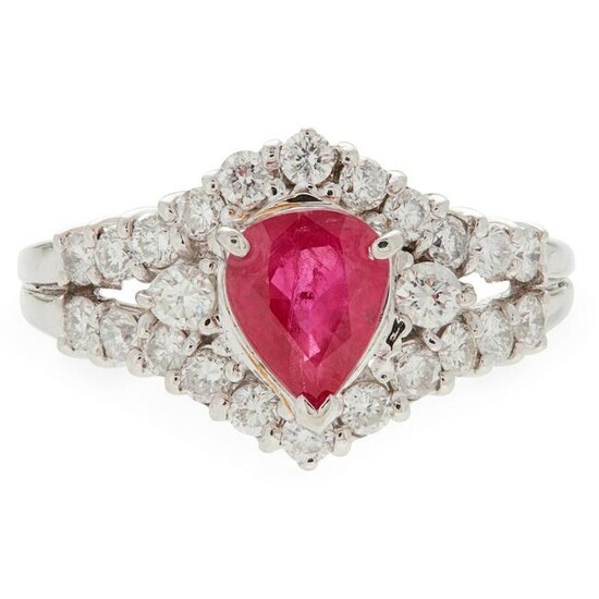 A ruby and diamond set cluster ring