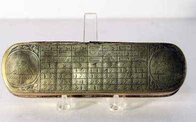 A scarce Dutch brass tobacco box by Peter Holm engraved
