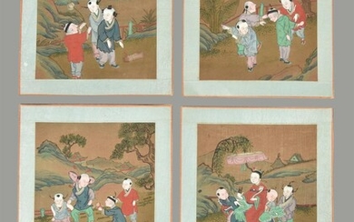 A set of four Chinese painted panels
