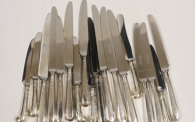 A set of six modern silver handled dessert knives and six ta...