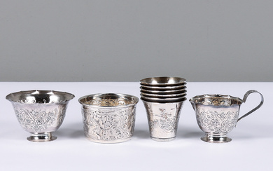 A sterling silver set of 9 pieces by Lisa Andersson, Arboga 1970s.