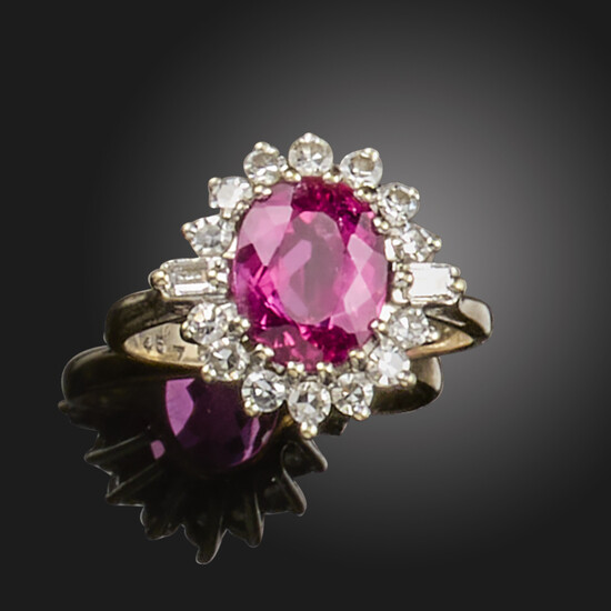A tourmaline and diamond cluster ring