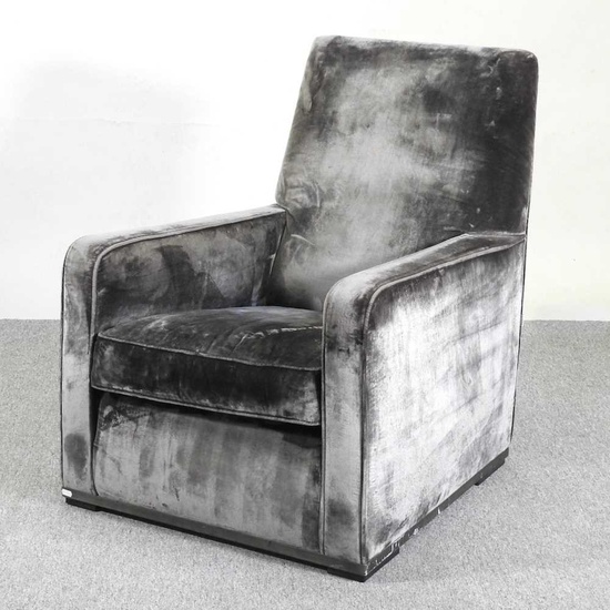 A grey velvet upholstered armchair, designed by Antonio Citterio B...